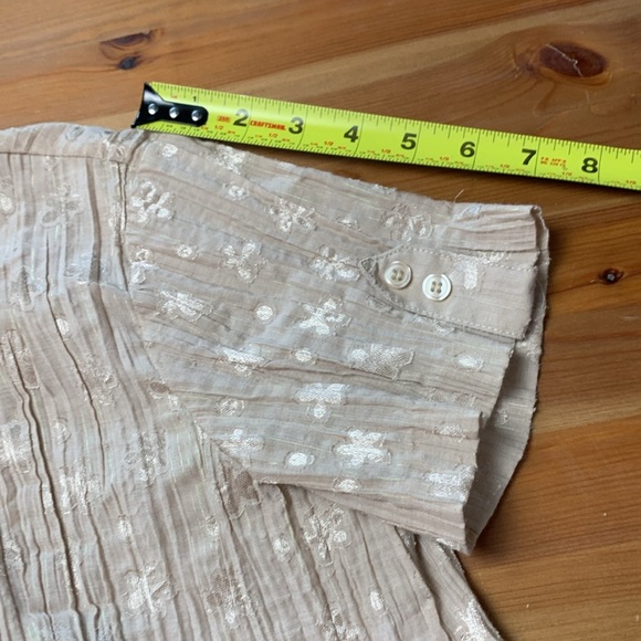 Proportion Petite 4 Season  Button Down Short Sleeve Blouse w Lurex - Picture 5 of 13